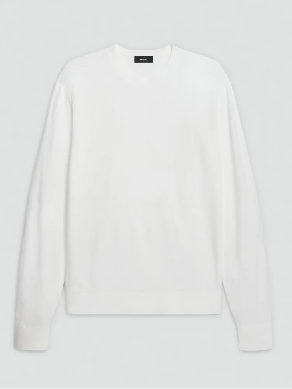 Theory Riland Pique H-Breach Cotton Sweater in White L Large Crew Neck Pullover